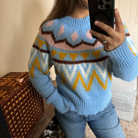 FISHERMAN CORE Woman’s Fair Isle Colorful Sweater - Picture 1 of 7